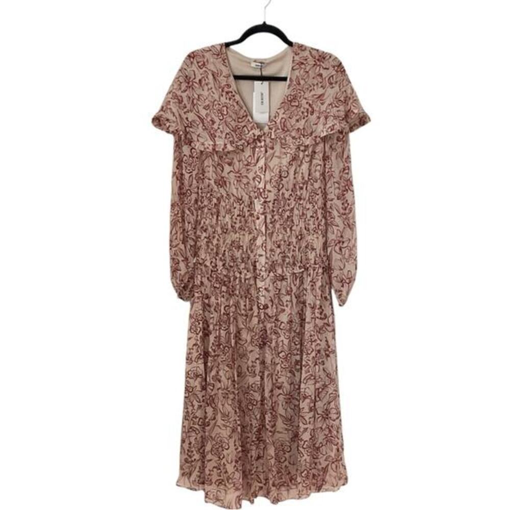 Jason Wu smocked silk large collar‎ dress NWT